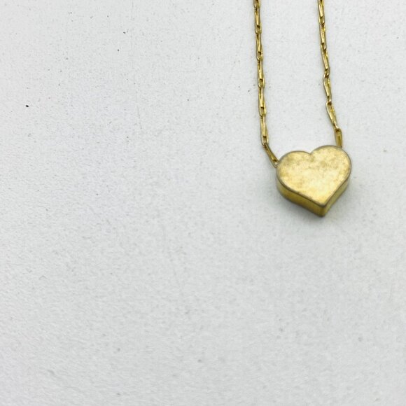 Gold Tone Heart Pendant Necklace Delicate Minimalist Chain - Picture 3 of 6
